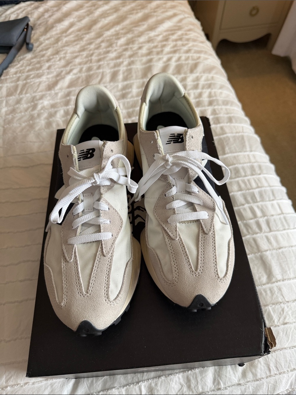 New Balance Women’s Cream, White & Black Retro Runner Sneakers - Picture 13 of 16
